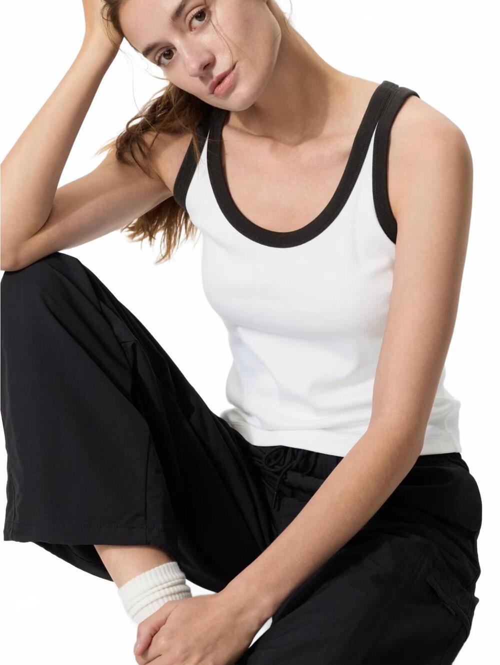 Uniqlo Soft Ribbed Tank Top | Ringer NWT Off White Large